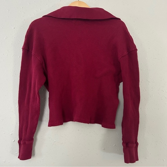 🦋 Universal Thread Red Waffle Knit Collared Quarter Zip Cropped Sweater XL - Picture 4 of 4